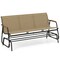 Costway Patio Glider Bench for 3, Swing Gliding Long Seat with Curved Teak Armrests Gray